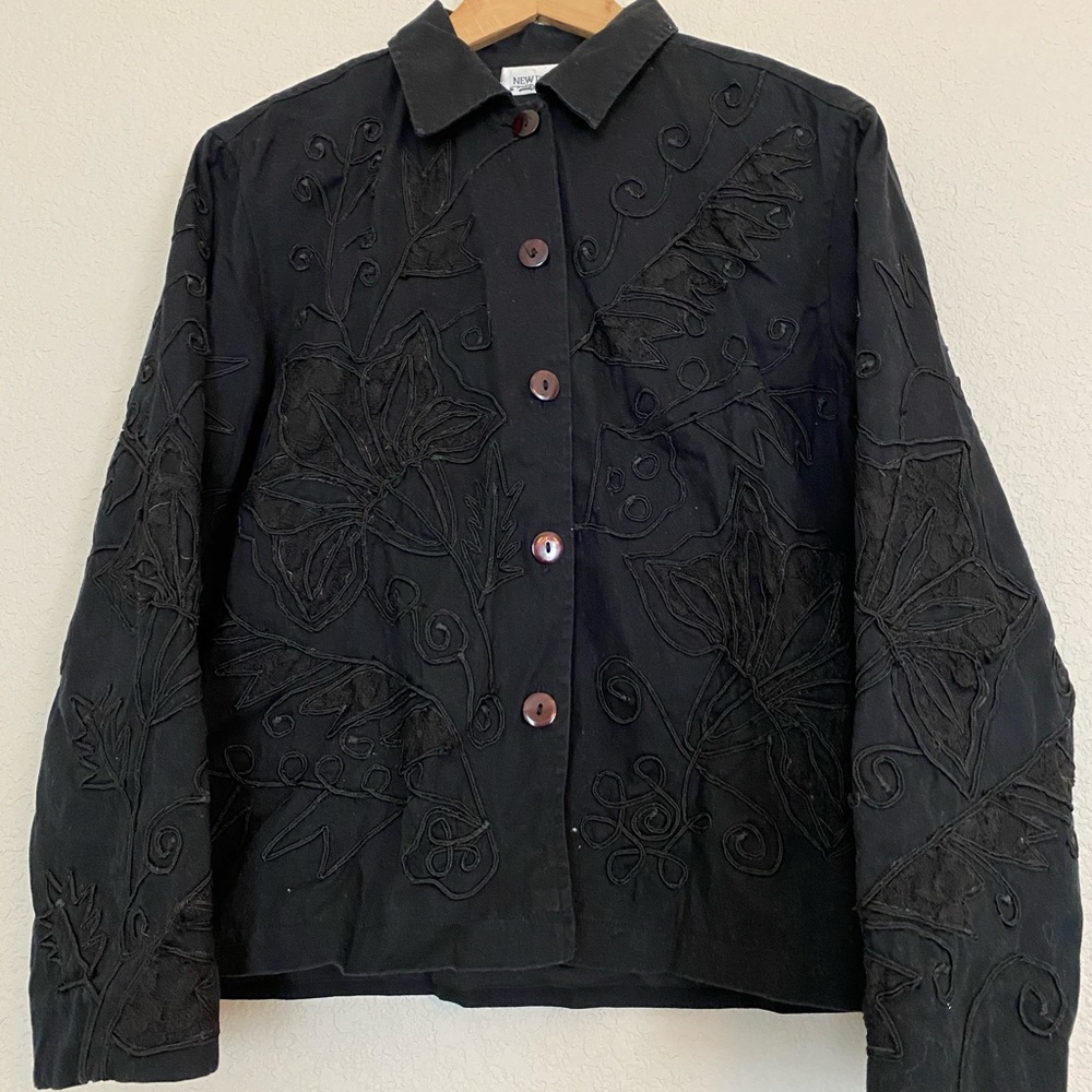 Vintage Black Button Up with Embroidery